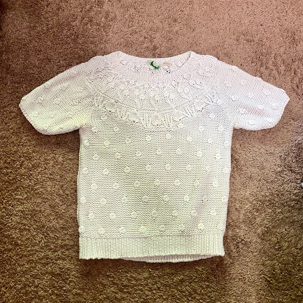 Vintage hand knit Carroll Reed women’s white top size small